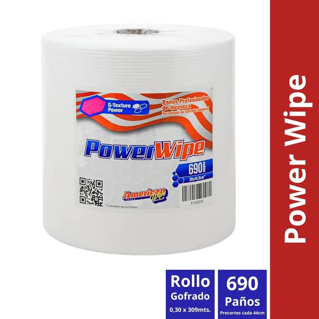 Paño de Limpieza Industrial Power Wipe Rollo — presentación y cantidades