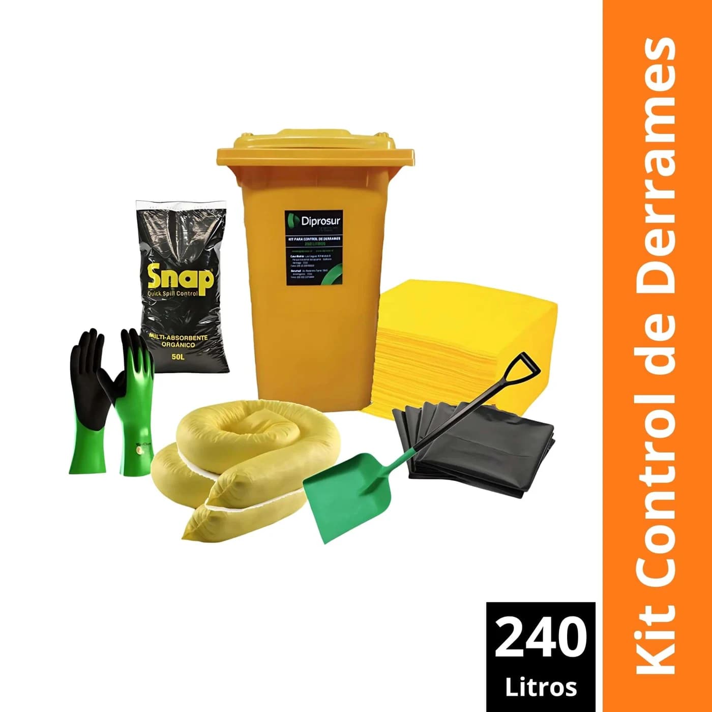 Kit Control de Derrames 240 Litros — presentación y cantidades