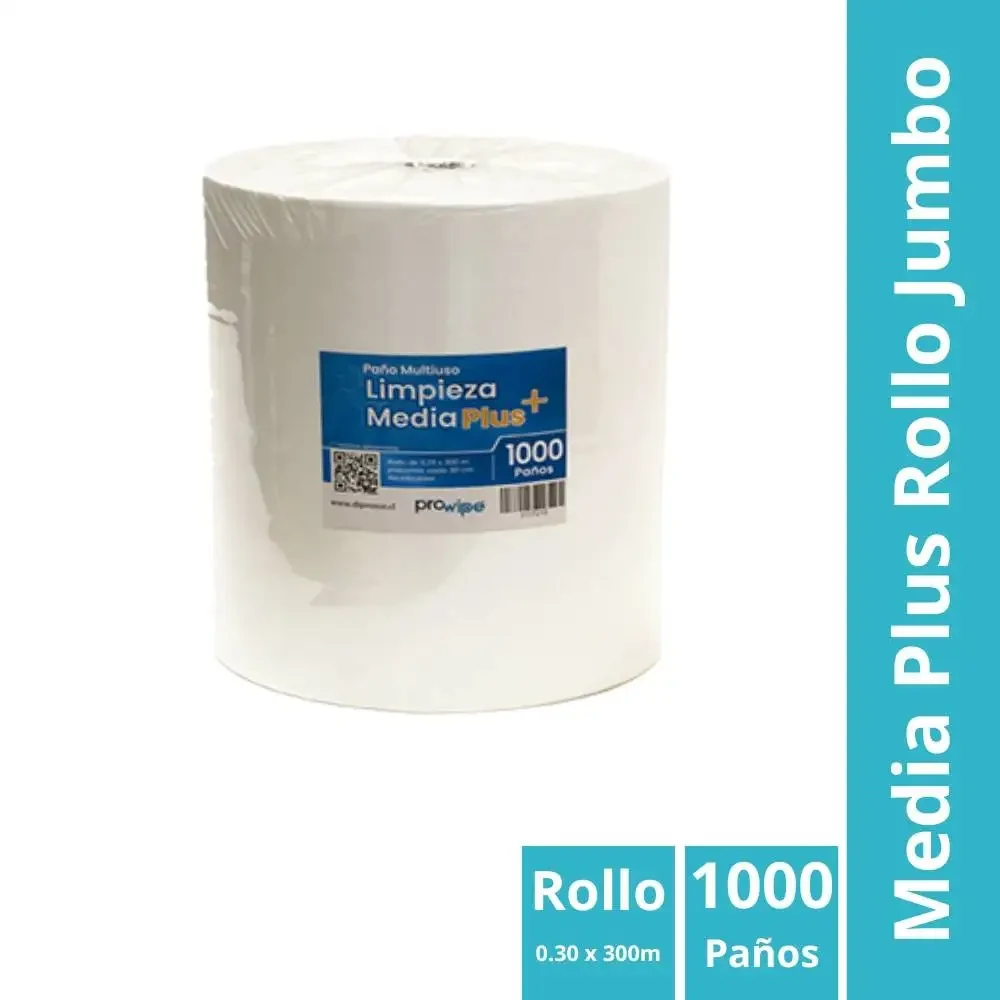 Paño de Limpieza Media Plus Rollo Jumbo 1000 Paños — presentación y cantidades