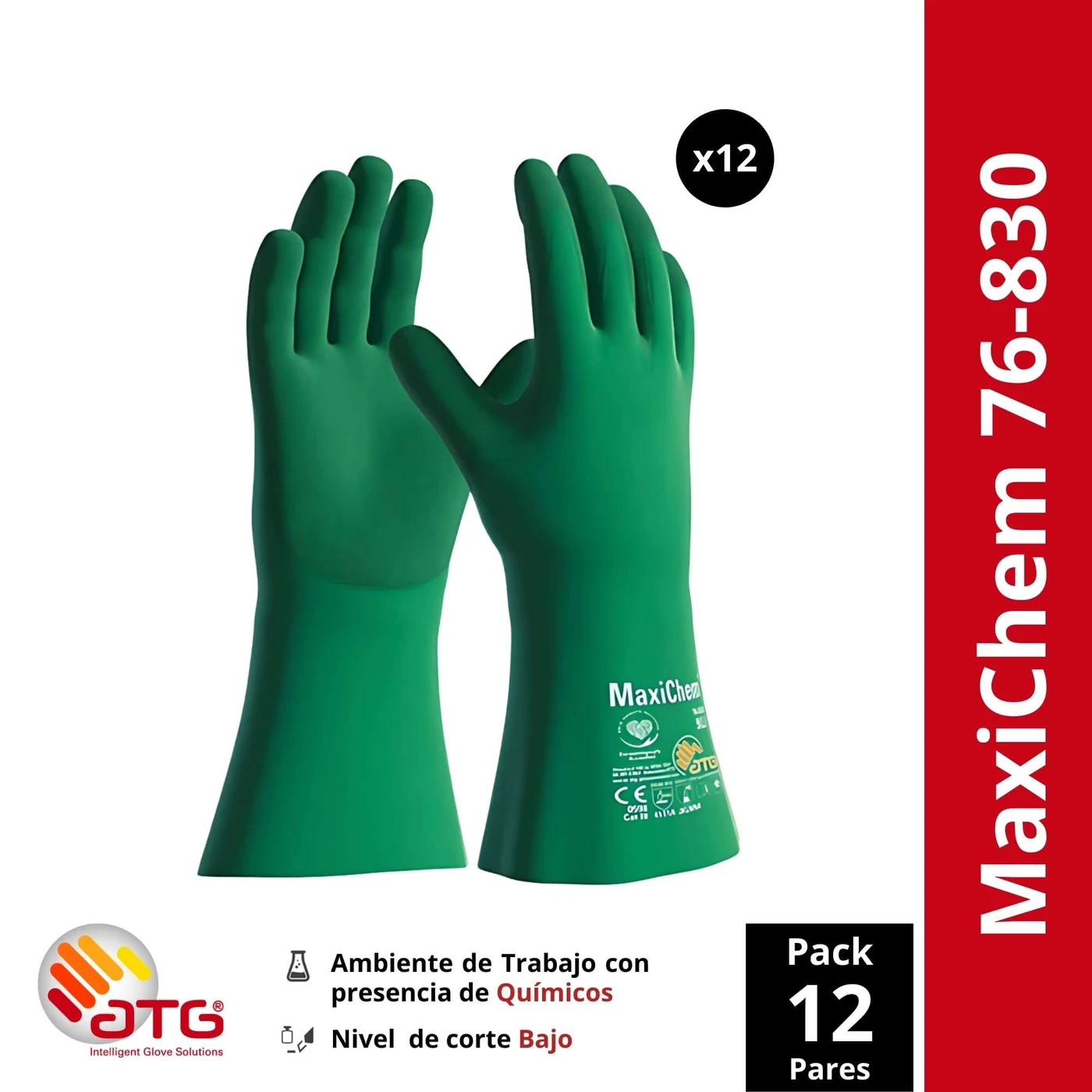 Guante ATG MaxiChem 76-830 — presentación y cantidades