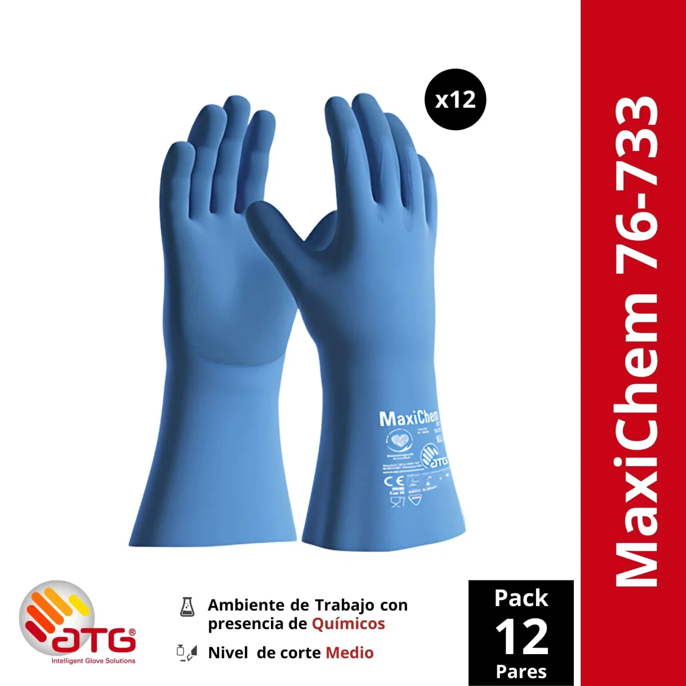Guante ATG MaxiChem 76-733 — presentación y cantidades
